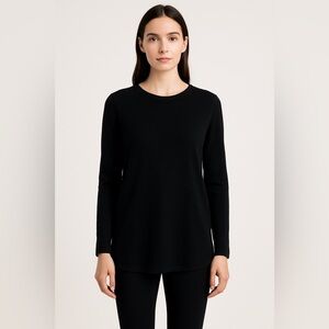 LOFT Black Cotton Tunic Sweater M Goth Grunge Moto Biker Coastal Preppy